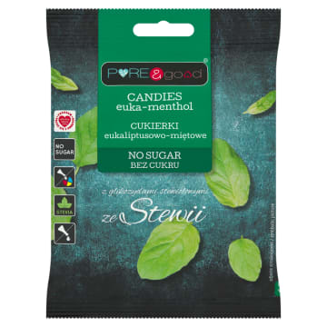 PURE&GOOD Cukierki eukaliptusowo-miętowe ze stewią bez cukru