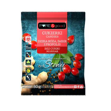 PURE&GOOD Cukierki z dziką różą imbirem propolisem bez cukru