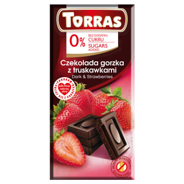 TORRAS Czekolada gorzka z truskawkami bez dodatku cukru