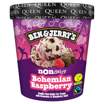 Bohemian Raspberry Lody wegańskie waniliowe z kawałkami ciastek brownie z sosem malinowym