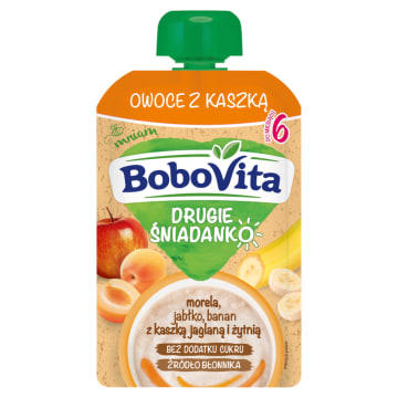 BOBOVITA DRUGIE ŚNIADANKO Owoce z kaszką morela jabłko banan po 6 miesiącu