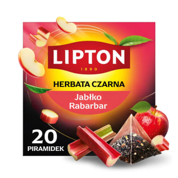 LIPTON Herbata czarna aromatyzowana Jabłko i rabarbar (20 piramidek)
