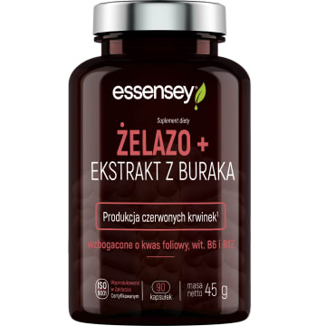 ESSENSEY Żelazo + ekstakt z buraka (90 kaps.) - suplement diety