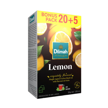DILMAH Herbata czarna aromatyzowana Cytryna 20 torebek + 5 GRATIS!
