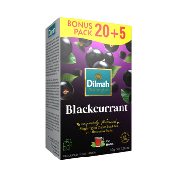 DILMAH Herbata czarna aromatyzowana Czarna porzeczka 20 torebek + 5 GRATIS!