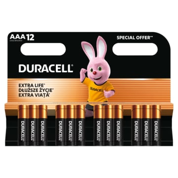 DURACELL Baterie alkaliczne AAA 12 szt.