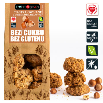 PURE&GOOD Ciastka owsiane z orzechami laskowymi bez glutenu