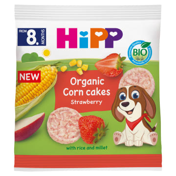 HIPP BIO od pokoleń Wafelki kukurydziane truskawkowe - po 8 miesiącu