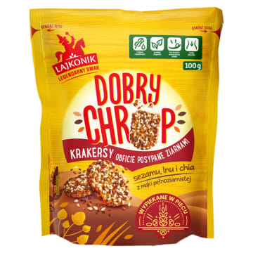 LAJKONIK DOBRY CHRUP Krakersy obficie posypane ziarnami sezamu lnu i chia