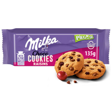 MILKA Pieguski Ciastka z czekoladą i rodzynkami