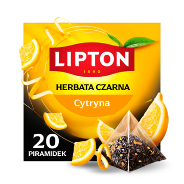 LIPTON Herbata czarna LEMON z cytryną z Hiszpanii (20 piramidek)