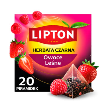 LIPTON Herbata czarna FOREST FRUITS z truskawkami z Francji (20 piramidek)