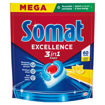 SOMAT Kapsułki do zmywarki 3w1 Excellence Lemon 60 szt.