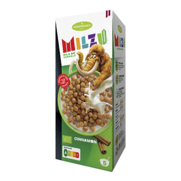 NORDCRUNCH Płatki śniadaniowe MILZU - żytnio-owsiane kulki cynamonowe BIO