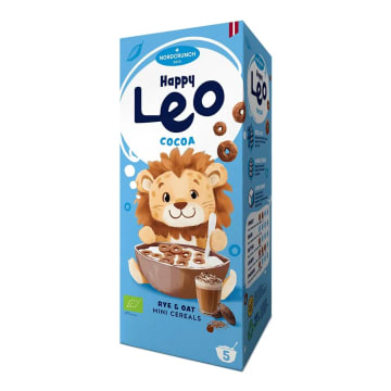 NORDCRUNCH Płatki śniadaniowe HAPPY LEO - kółeczka żytnio-owsiane z kakao BIO