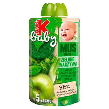 KUBUŚ Baby Mus owoce + zielone warzywa jabłko zielony groszek koper włoski brokuł po 5 miesiącu