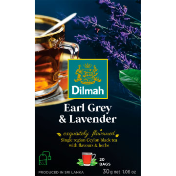 DILMAH Herbata czarna cejlońska EARL GREY z dodatkiem kwiatu laweny (20 tor.)