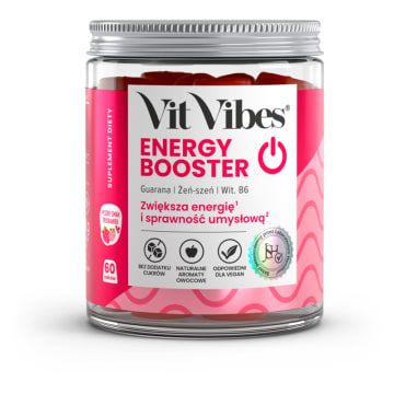 VIT VIBES ENERGY BOOSTER Suplement diety w postaci żelek o smaku truskawkowym (60 szt.)