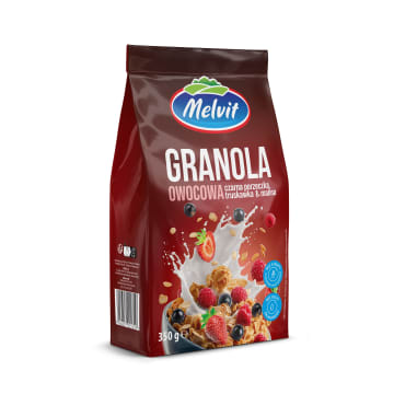MELVIT Granola owocowa z czarną porzeczką truskawką i malinami
