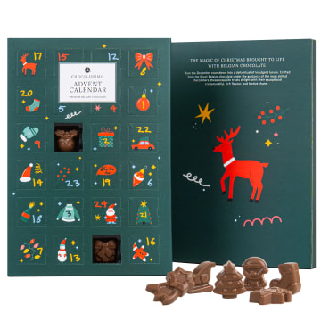 CHOCOLISSIMO Kalendarz adwentowy zielony figurki czekoladowe BN