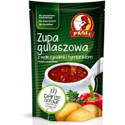 Profi - Zupa gulaszowa z warzywami 450 ml . Wyborna zupa gulaszowa z dodatkiem warzyw i tymianku.