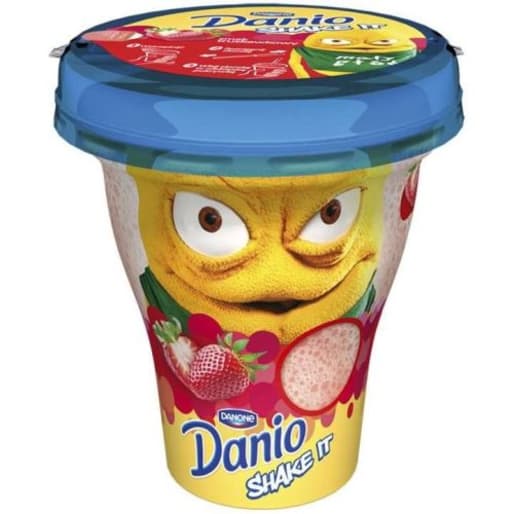 Danone -Truskawkowy napój jogurtowy Danio Shake It. Mleczna rozkosz dla podniebienia.