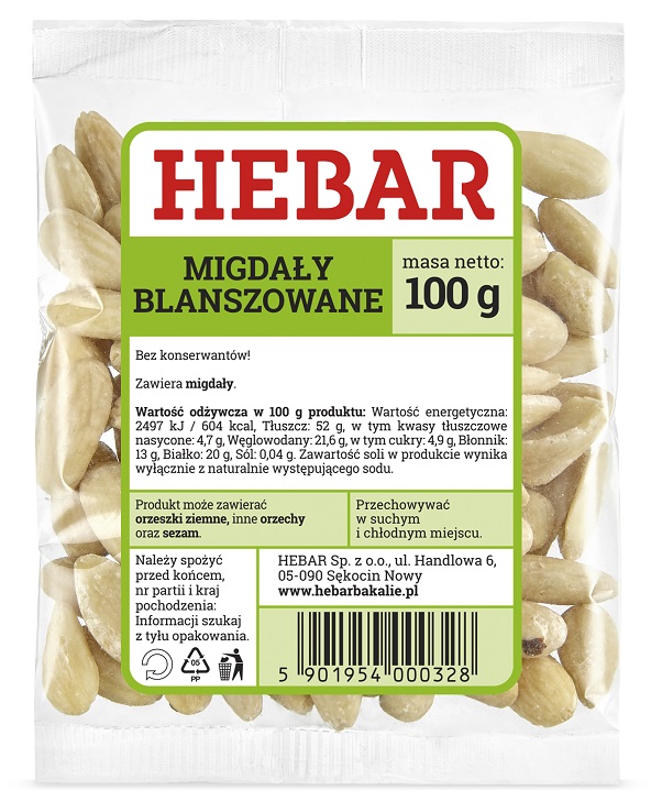 HEBAR Migdały blanszowane