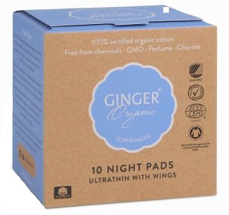 GINGER ORGANIC Podpaski na noc 10 szt.