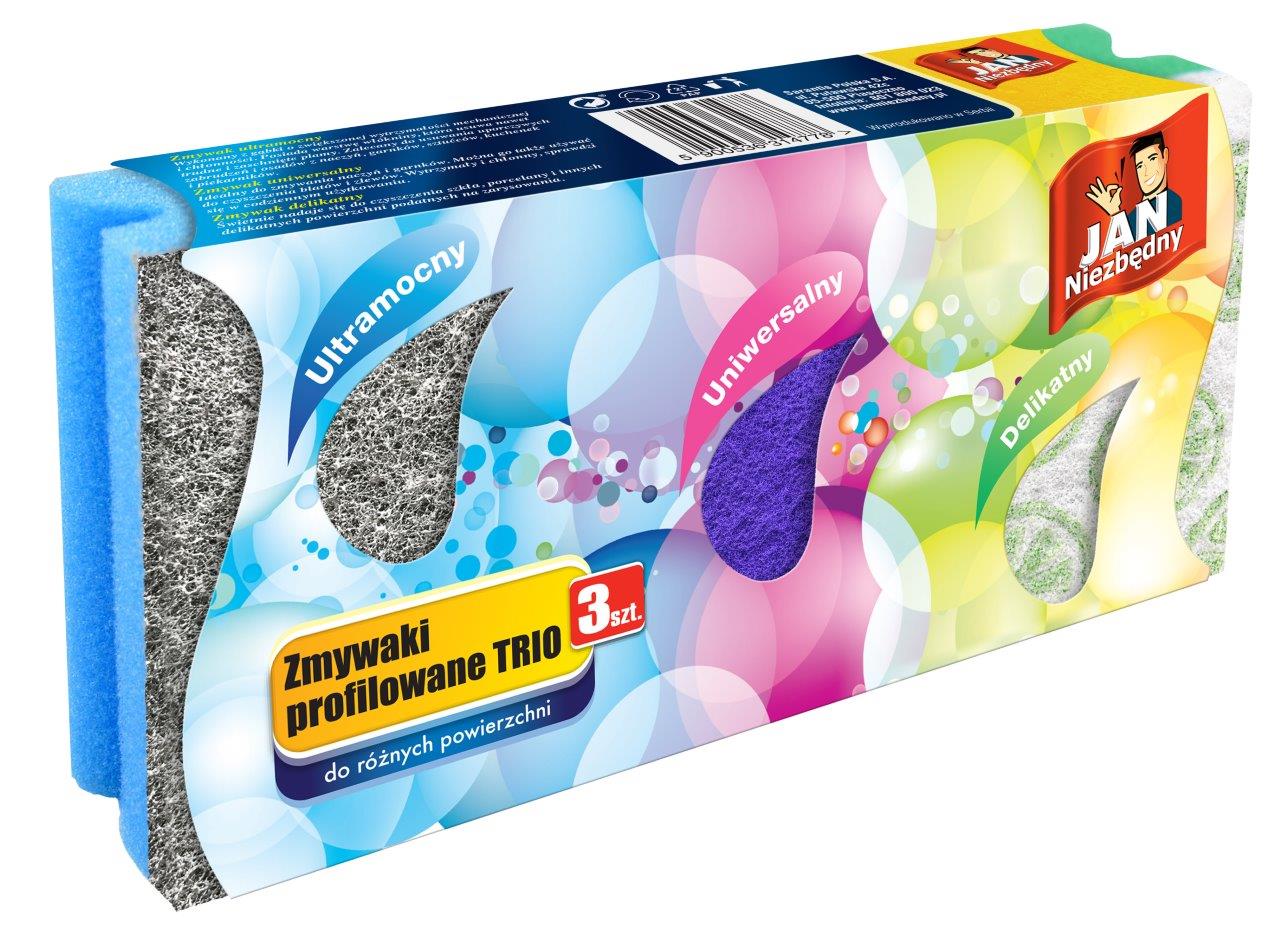 JAN NIEZBĘDNY Zmywaki profilowane TRIO 3 szt.