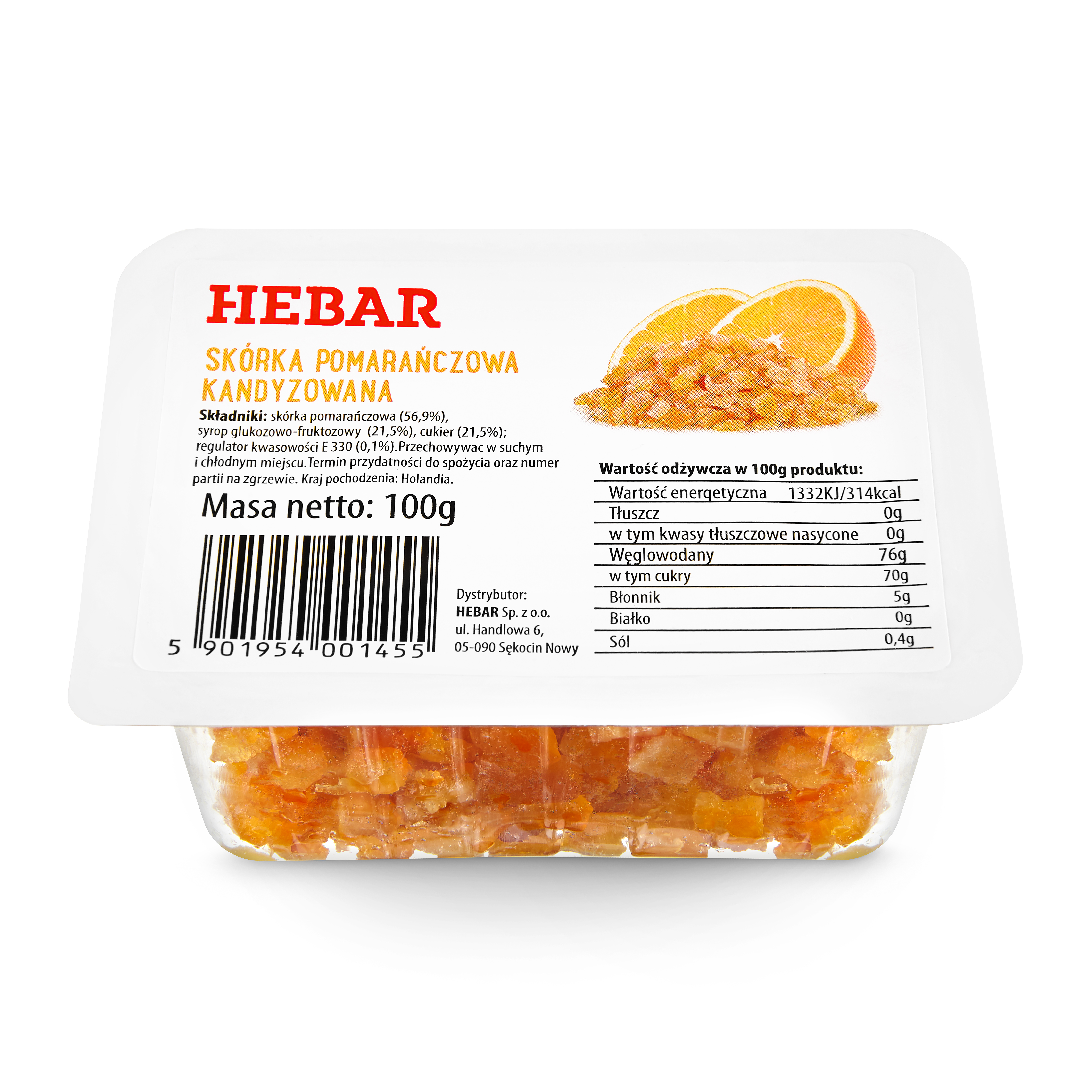HEBAR Skórka pomarańczowa kandyzowana