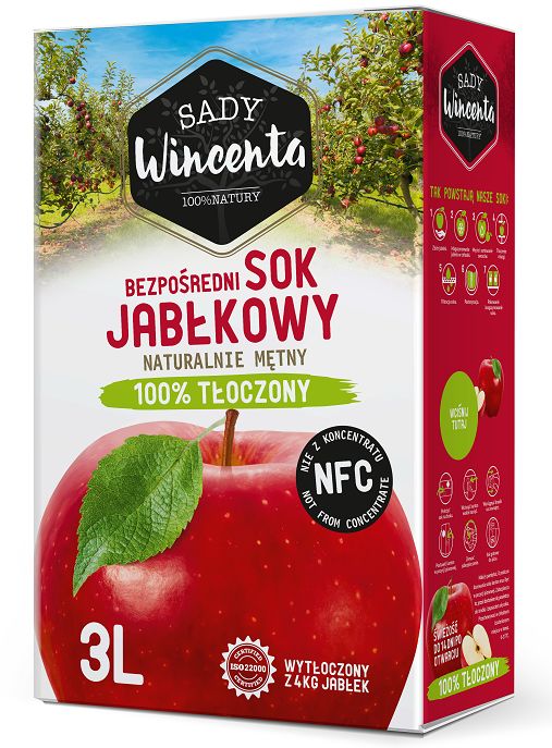 SADY WINCENTA Sok jabłkowy w kartonie tłoczony