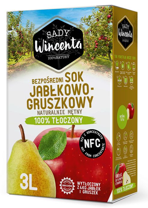 SADY WINCENTA Sok jabłko - gruszka w kartonie tłoczony