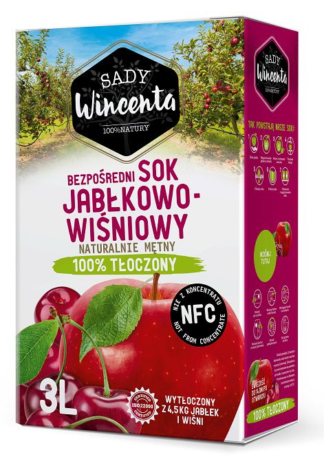 SADY WINCENTA Sok jabłko - wiśnia w kartonie tłoczony