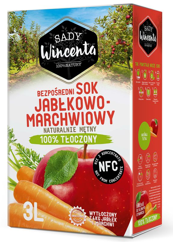 SADY WINCENTA Sok jabłko - marchew w kartonie tłoczony