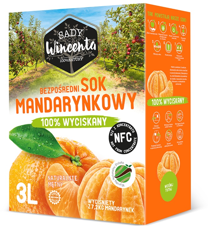 SADY WINCENTA Sok mandarynkowy w kartonie wyciskany