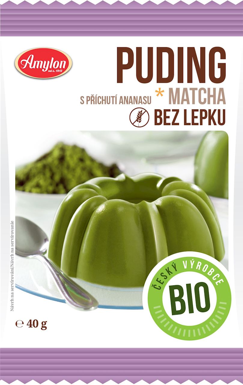 AMYLON Pudding o smaku ananasowym z herbatą matcha bezglutenowy BIO