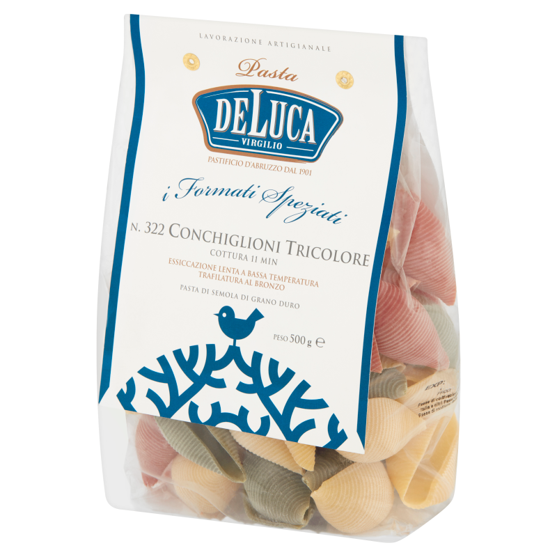 DE LUCA Makaron conchiglioni tricolore (muszle 3 kolory) frisco.pl