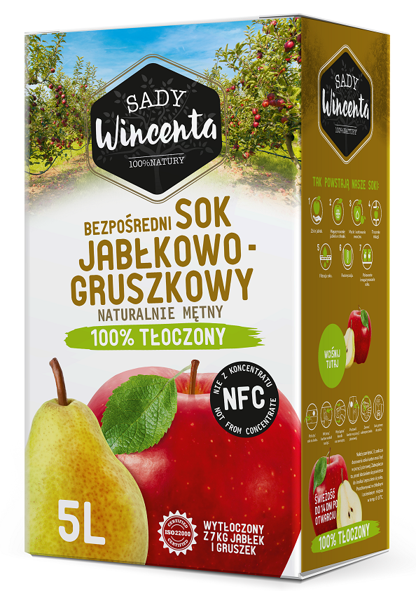 SADY WINCENTA Sok jabłko - gruszka w kartonie tłoczony