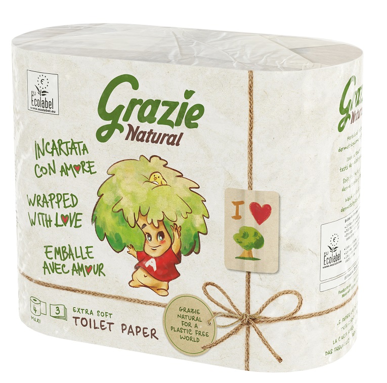 GRAZIE Papier toaletowy 3 warstwy, 4 rolki