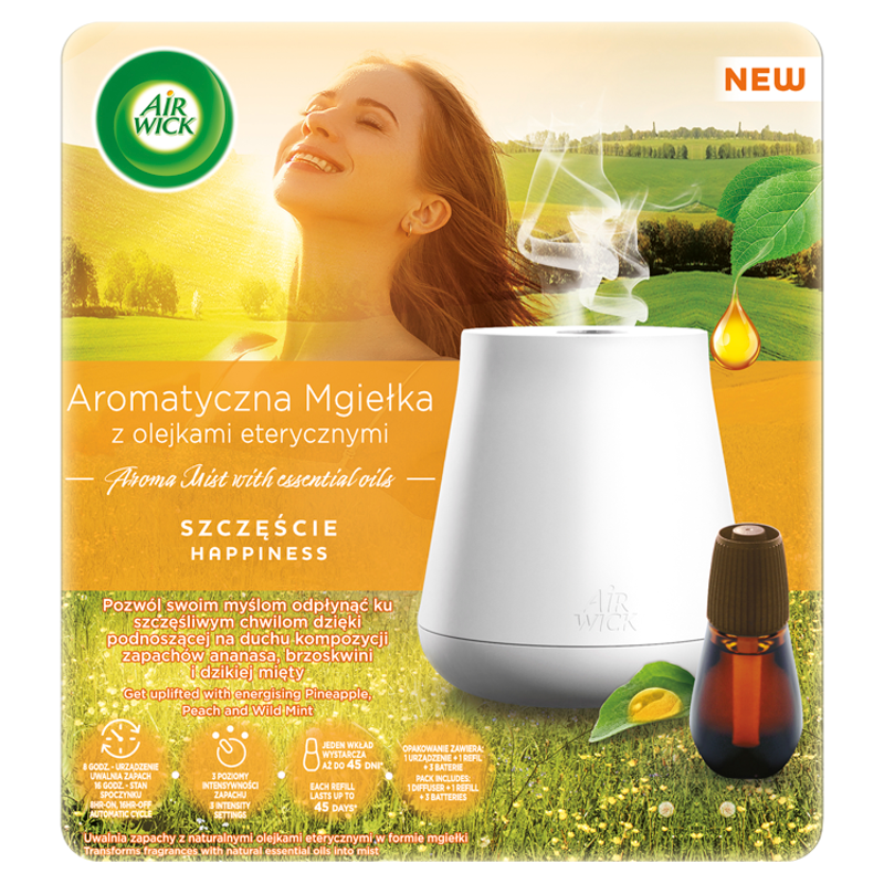 AIR WICK Essential Mist Aroma Odświeżacz powietrza Odprężający zapach ogórka &melona miodowego frisco.pl