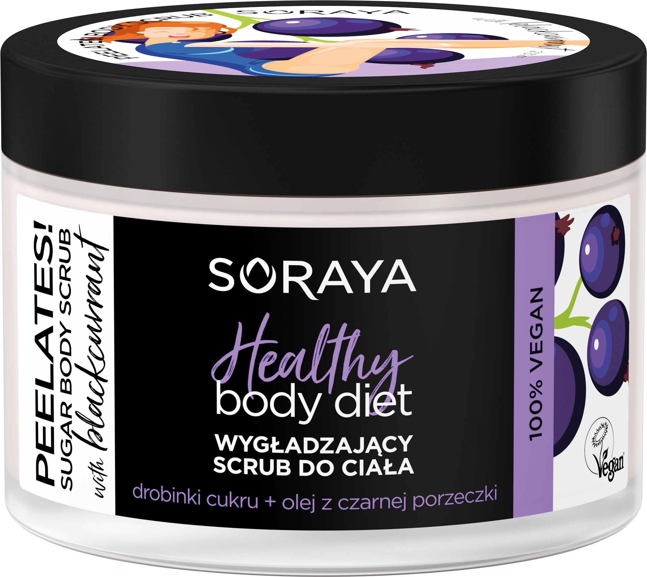 SORAYA Healthy Body Diet Wygładzający peeling cukrowy z olejkiem z czarnej porzeczki