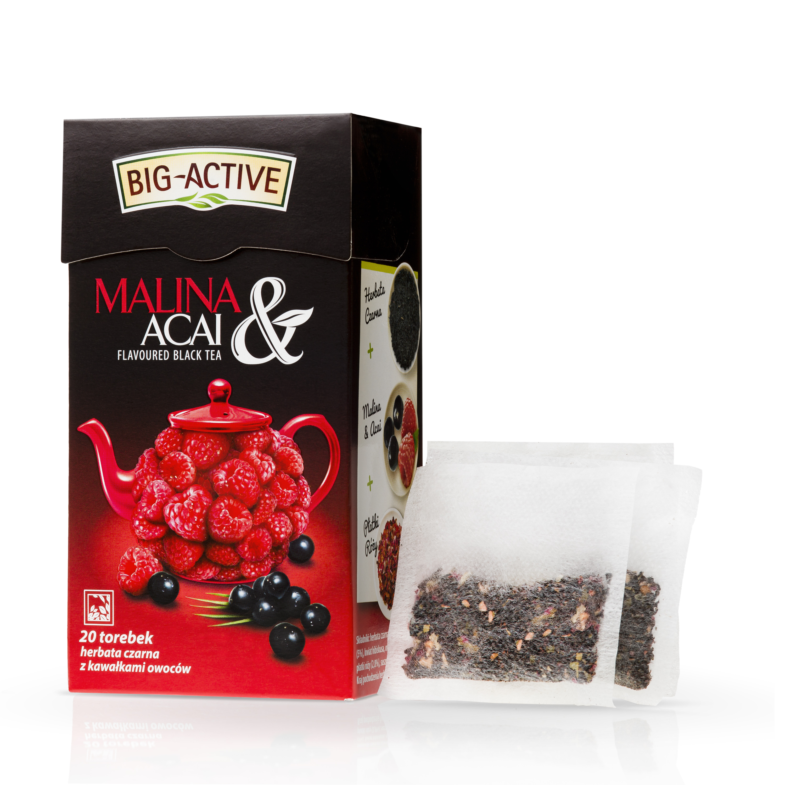 BIG-ACTIVE Herbata czarna Malina&Acai 20 torebek