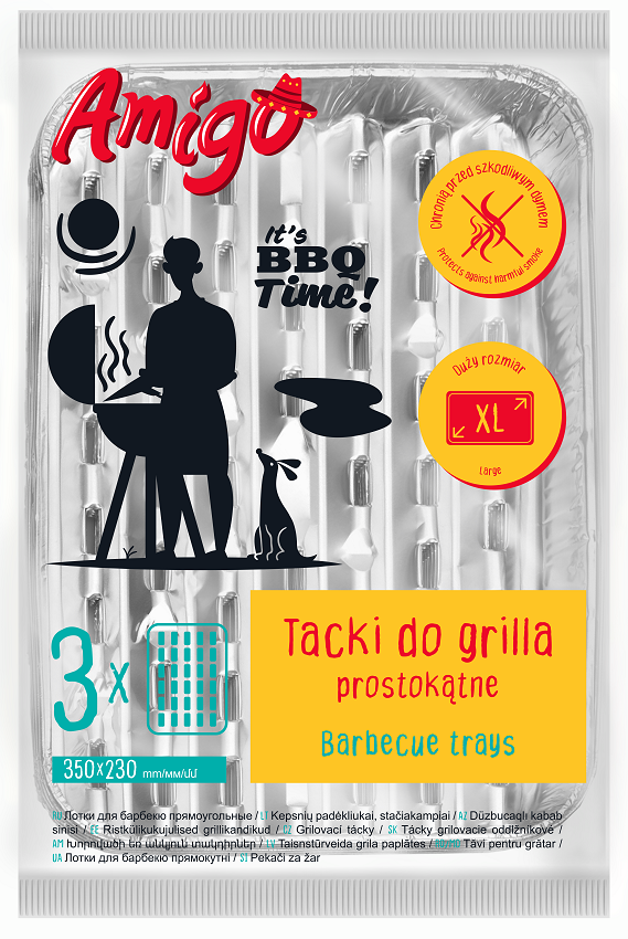 AMIGO Tacki do grilla prostokątne duże (230x350mm) 3 szt.