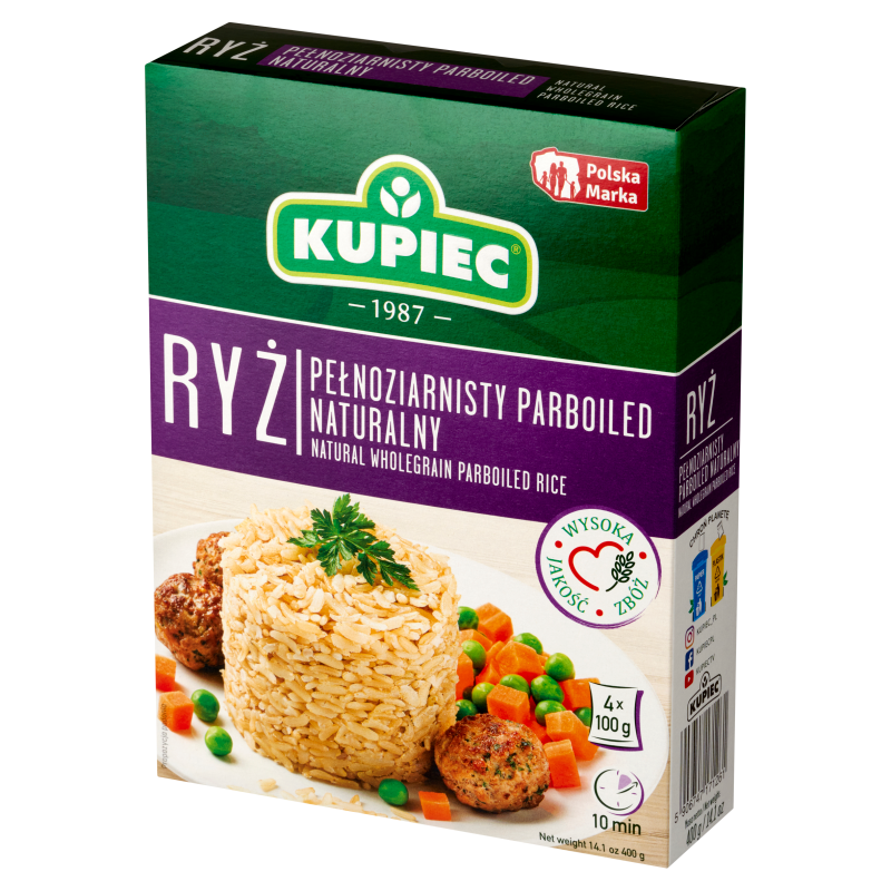 KUPIEC Ryż pełnoziarnisty parboiled naturalny (4x100g)