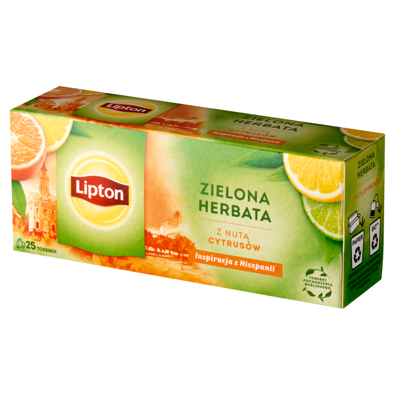 LIPTON Herbata zielona aromatyzowana Cytrusowa 25 torebek frisco.pl