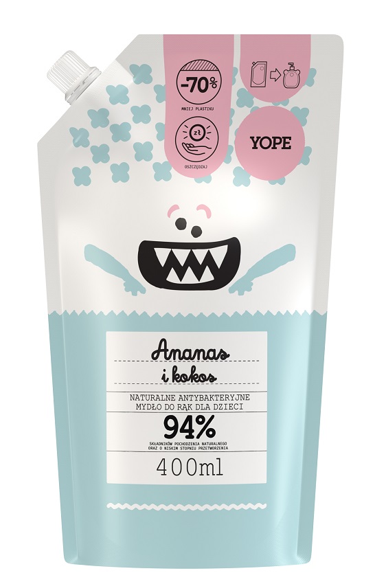YOPE Naturalne mydło dziecięce antybakteryjne Ananas i Kokos - uzupełnienie