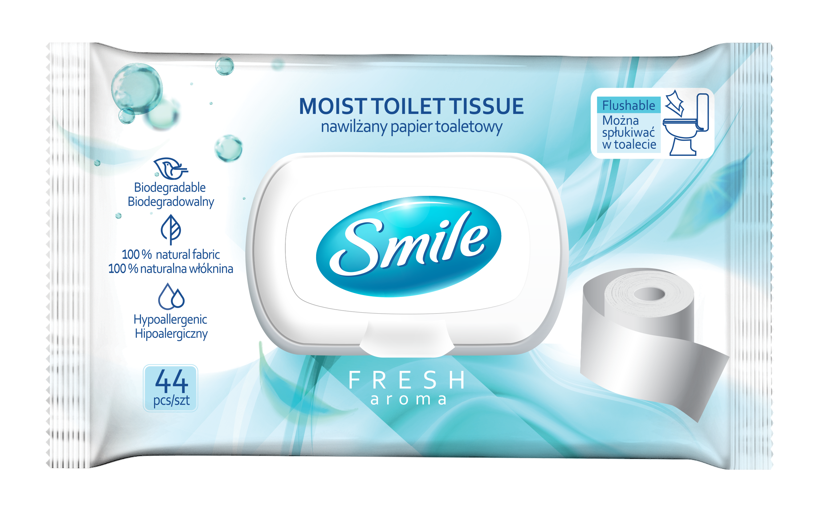 SMILE Fresh Nawilżany papier toaletowy 44 szt.