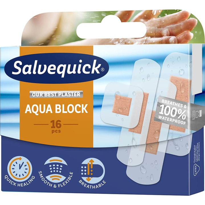 SALVEQUICK Wodoszczelne plastry opatrunkowe Aqua Block 16 szt.