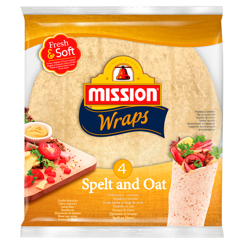 MISSION Tortilla pszenno-orkiszowa z płatkami owsianymi (4 szt.) frisco.pl