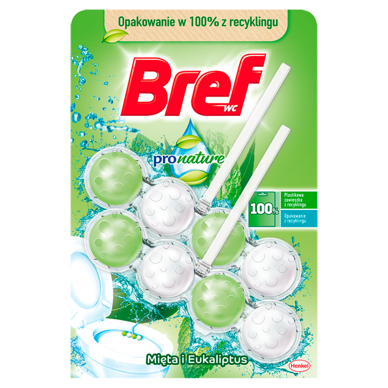 BREF Power Aktiv ProNature Zawieszka do WC - Mięta i Eukaliptus 2x50g
